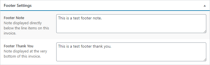 Invoice Form - Footer Settings