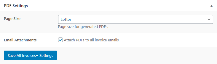 Invoices+ - Settings - PDF Settings