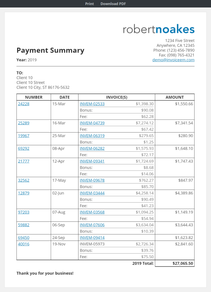 Reporting+ - Client Payment Summary View